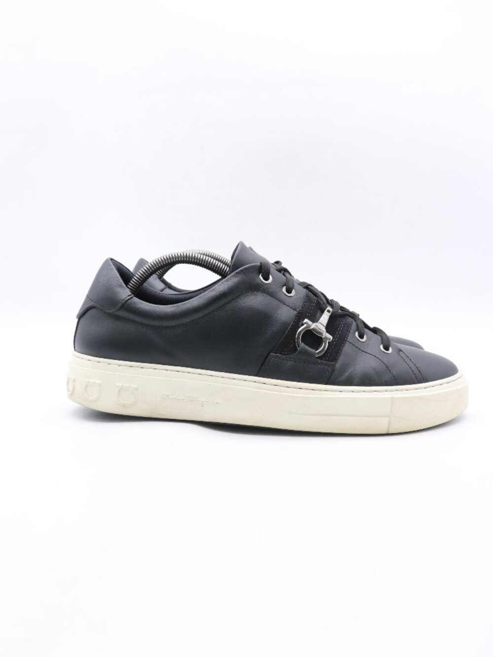 Salvatore Ferragamo Sultan Men's 9.5 M Black Leather Suede Low Top Sneakers